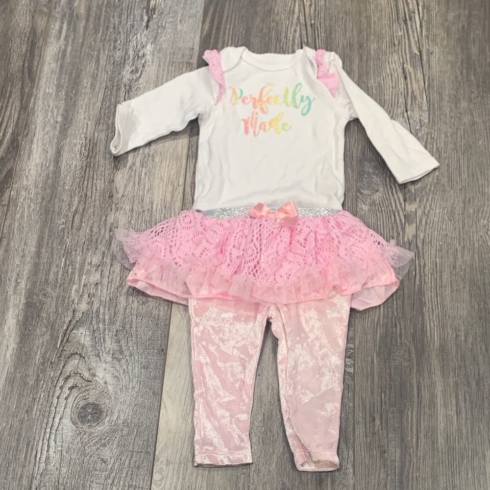 Baby Mode Pink and White Baby Outfit with Tutu